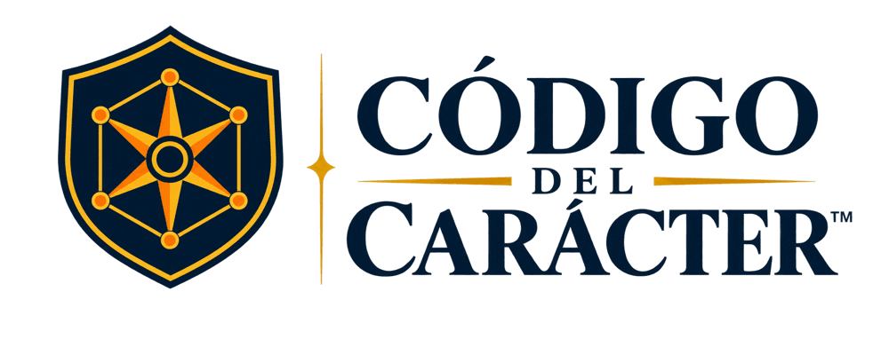 Logo de Código del Carácter con escudo de seis puntos